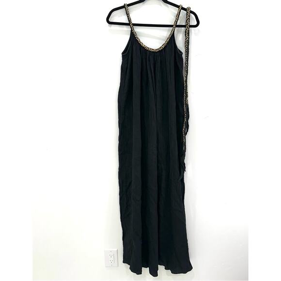 Sezane Sacha Organic Cotton Black Maxi Dress. - Picture 3 of 7